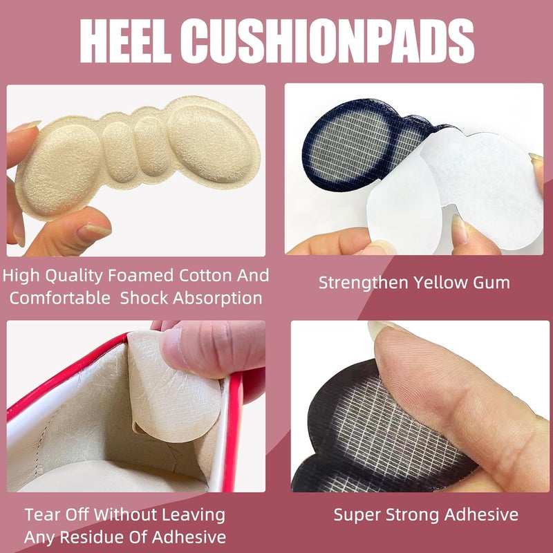 mickee Heel Inserts for Women - Heel Pads for Shoes That are Too Big | Non-Slip Heel Grips, High Heel Comfort Pads, Shoe Filler & Heel Protectors for Women's Shoes (4Pairs) - Image 3
